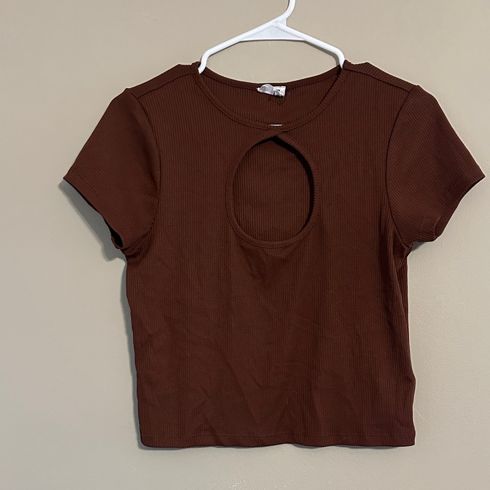 Cotton On Brown Cut-Out Crop Top